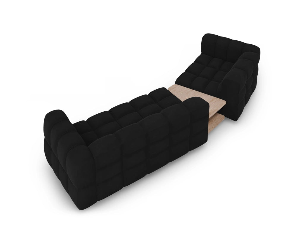 Cosmopolitan Design - Divano modulare sinistro "Sky" 3 posti in velluto nero 