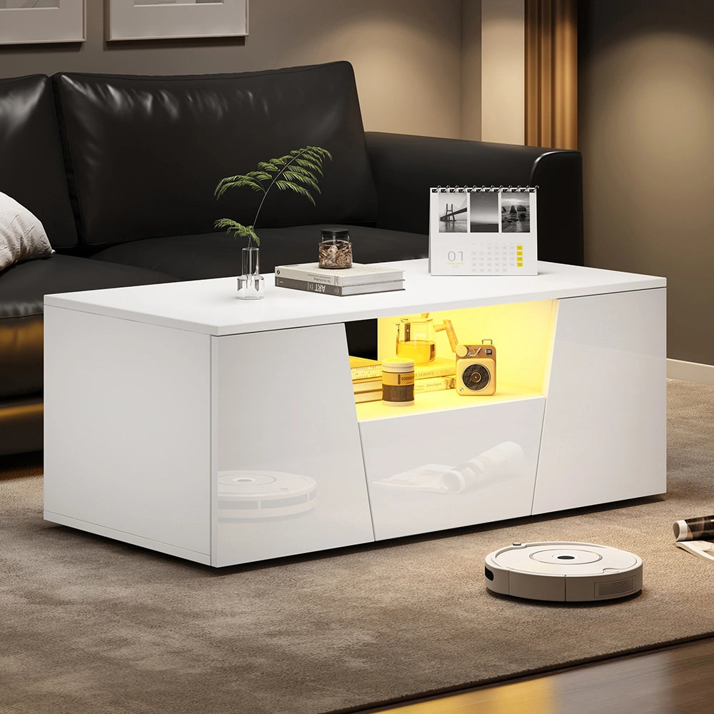 Tavolino irregolare - Xylo - 100x50cm LED 2 armadi bianco