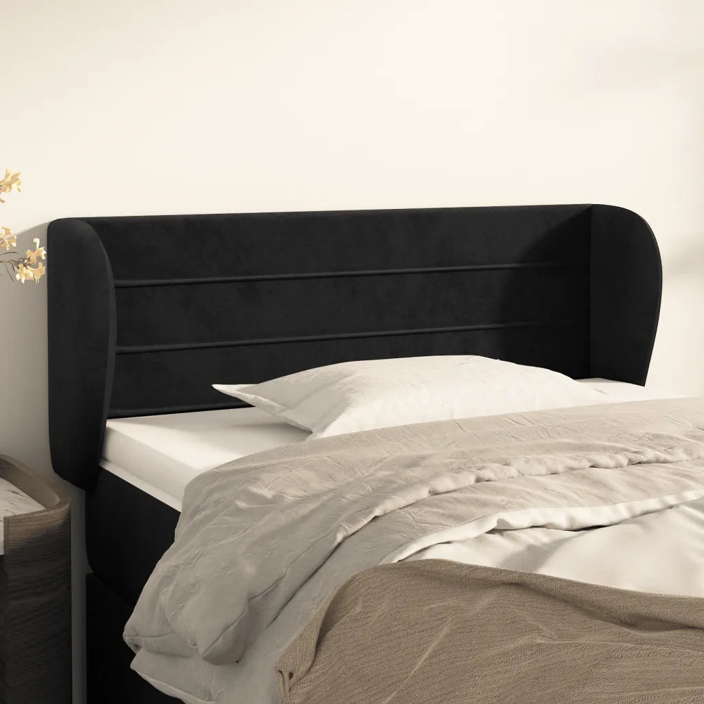 Testiera | Testata ad Orecchio Nera 103x23x78/88 cm in Velluto