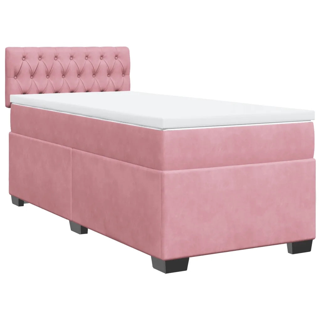 Giroletto a Molle con Materasso Rosa 90x200 cm in Velluto