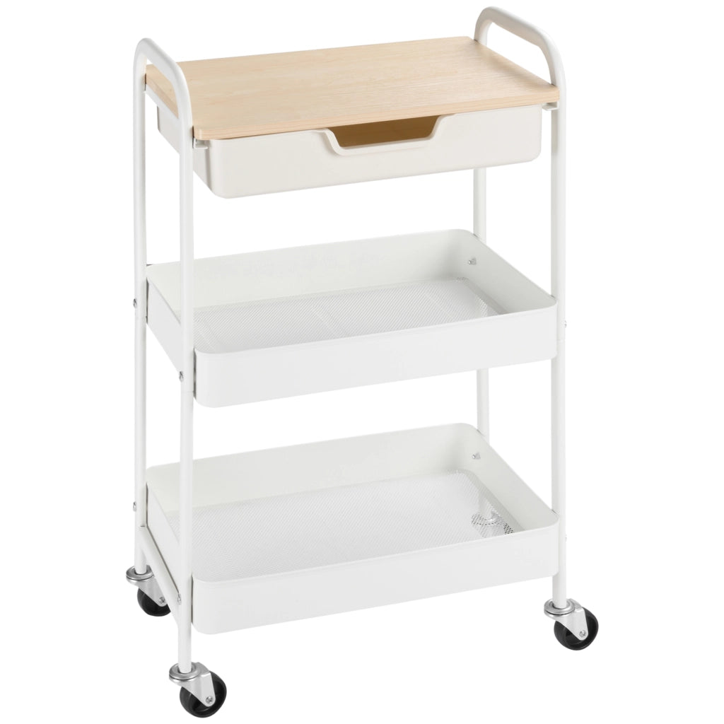 Carrello Multiuso con Cassetti e Cestini ¨C zephmum ¨C 43,9x30,5x75,6 cm Bianco