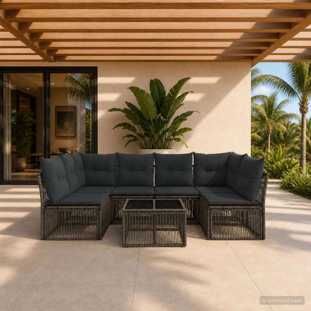 Set Divano da Giardino 7 pcs Grigio polyrattan 3434162