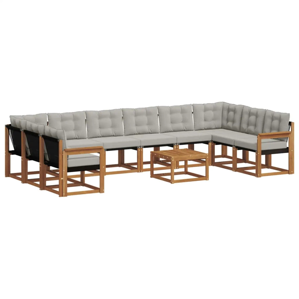 Set di divani da esterno 11 pcs Grigio Naturale e Chiaro 3369114