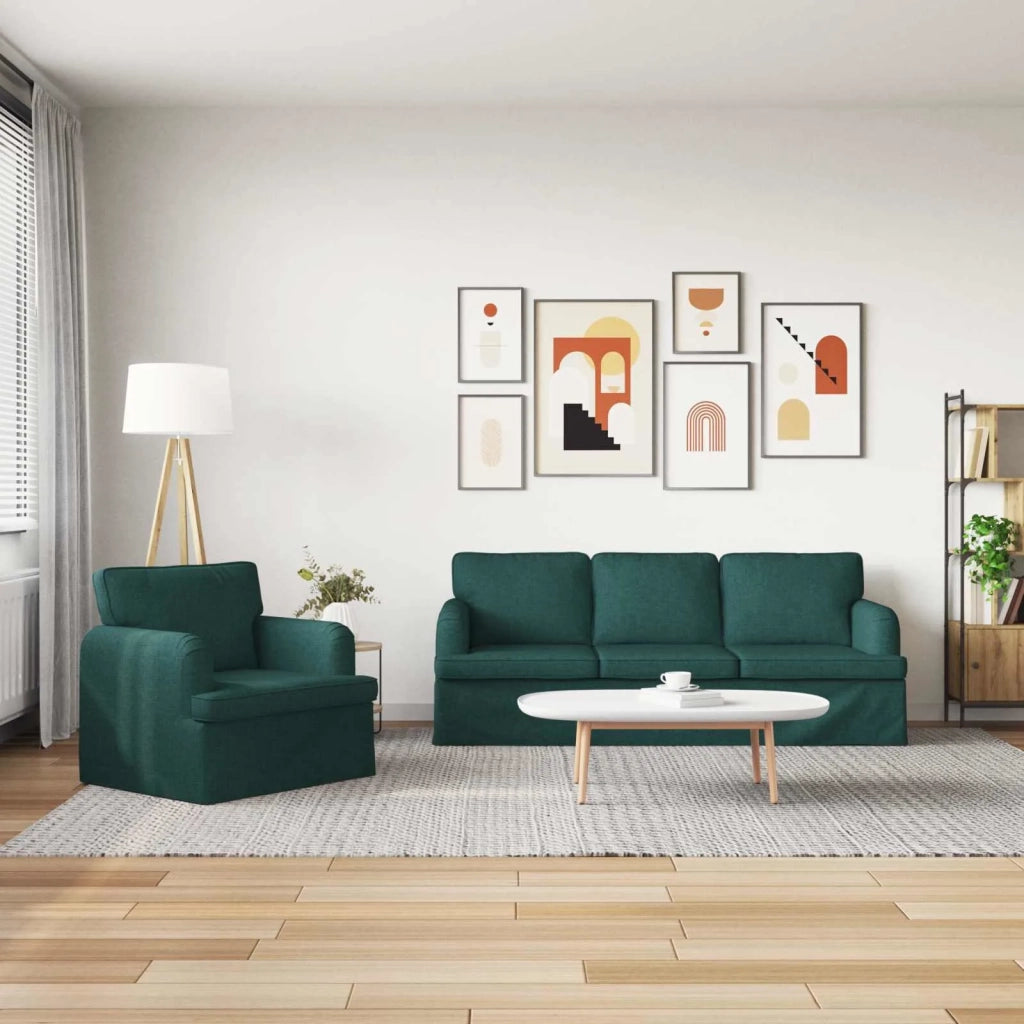 Set di divani 2 pcs Verde Scuro 201 x 80 x 85 cm Tessuto 3407607