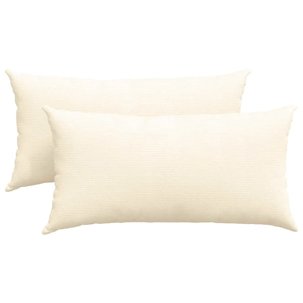 Cuscini da Divano 2 pz-Set di 2 Cuscini per Sofa Crema 80 x 40 cm Tessuto in Cords 783836