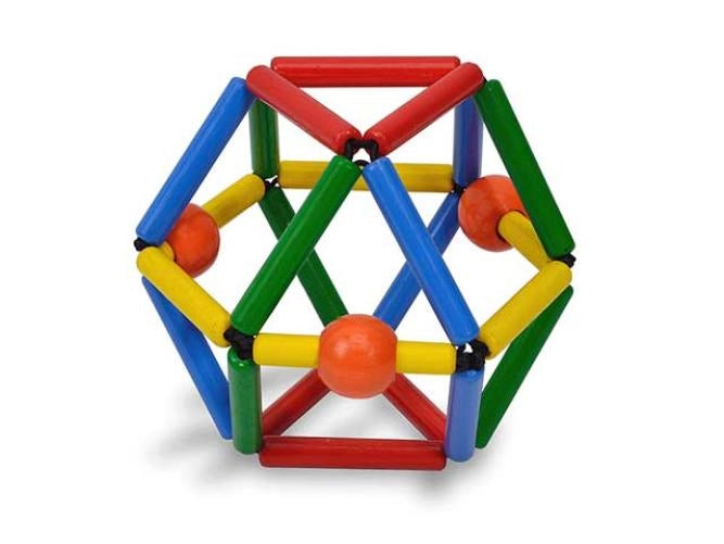 Bass & Bass - MULTICOLOR GRABBER Classic Rattle & Teether Grasping Activity Toy - Baby Wooden Toy