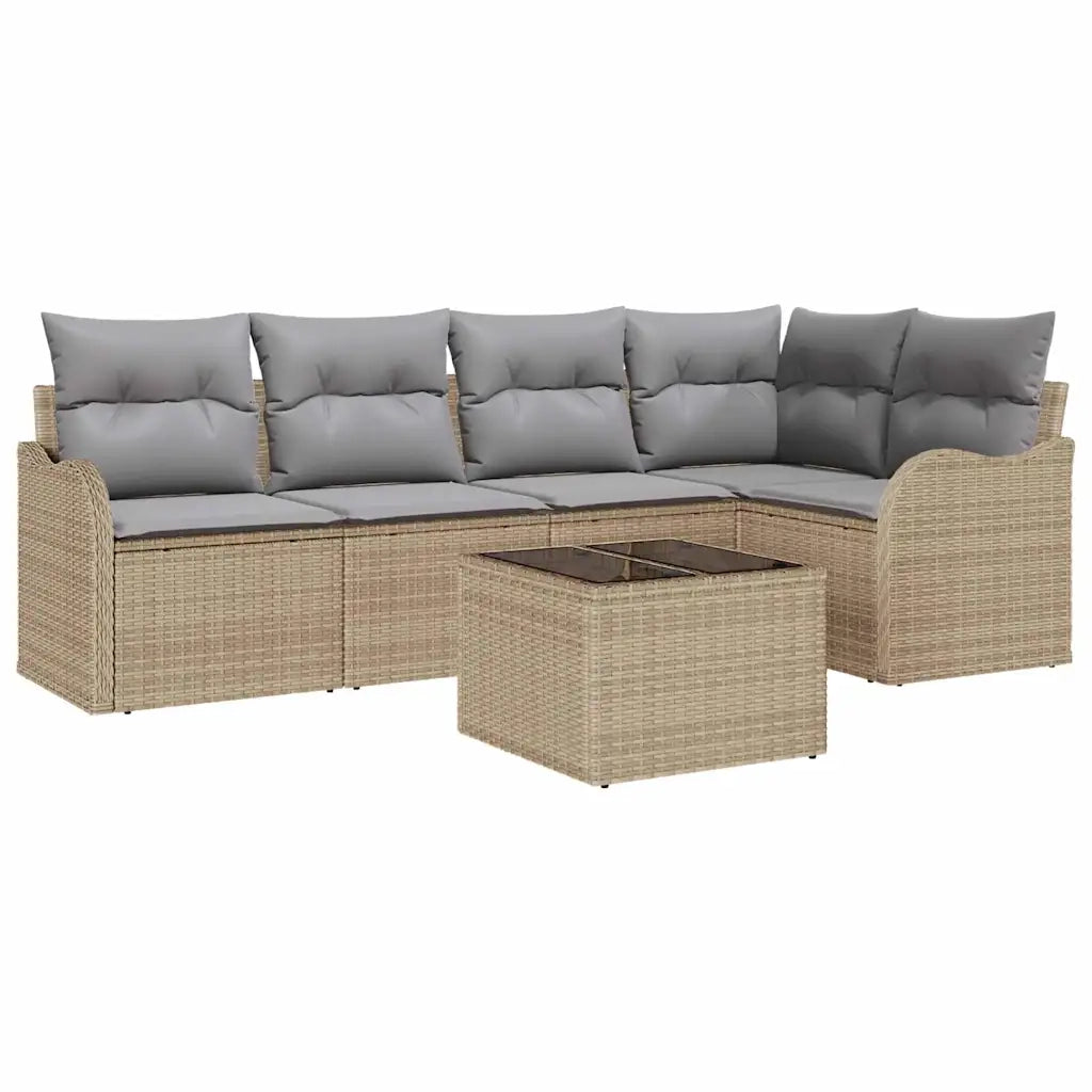 Set Divano da Giardino con archiviazione 6 pcs Beige polyrattan 3354379