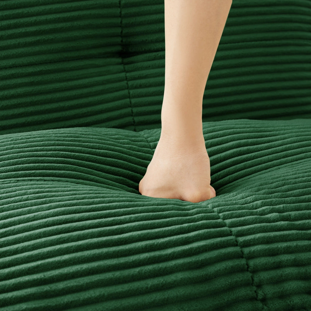 Divano Modulare a U con Ottoman ¨C Xylo ¨C Verde, Velluto a Coste, Componibile