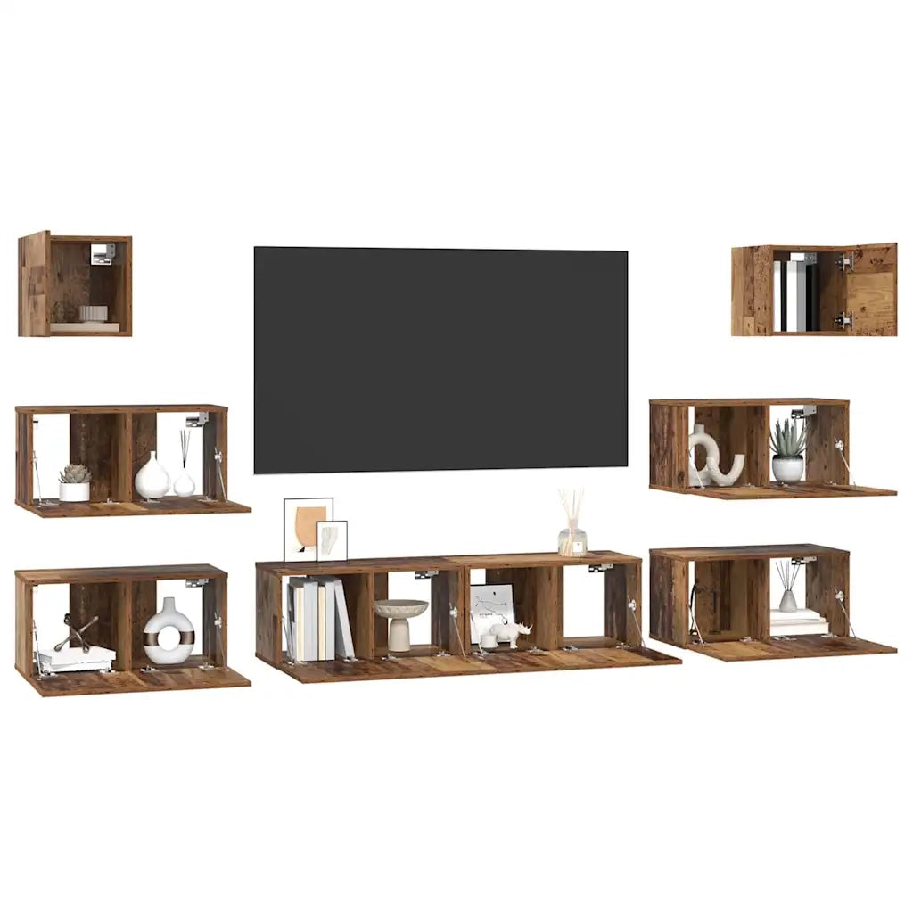Set mobile TV 8 pcs Legno vecchio Legno multistrato 3393153