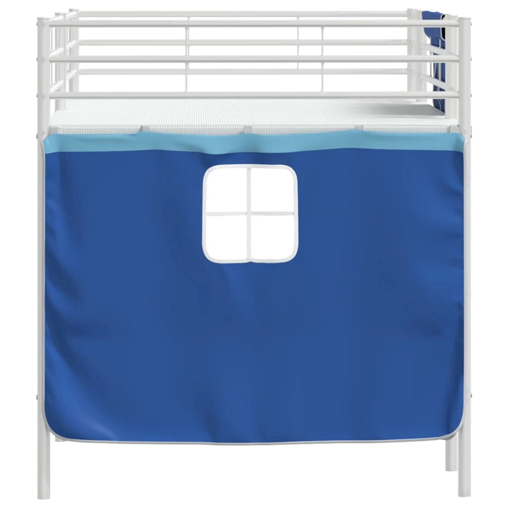 Struttura del Letto Loft per Bambini con Tendine-Giroletto per bambini Bianco e Blu 757171