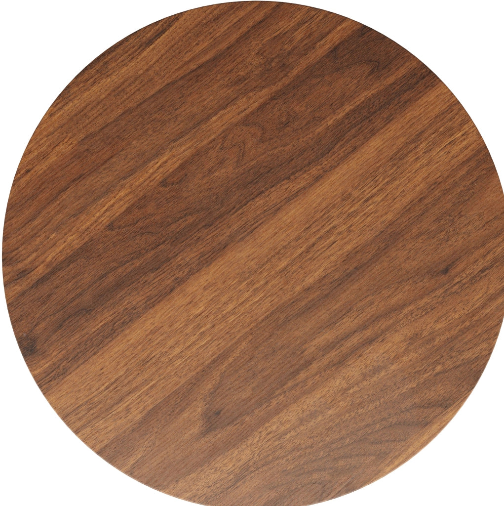 Tavolo da pranzo rotondo 80x80x76 cm in MDF e metallo; noce e nero