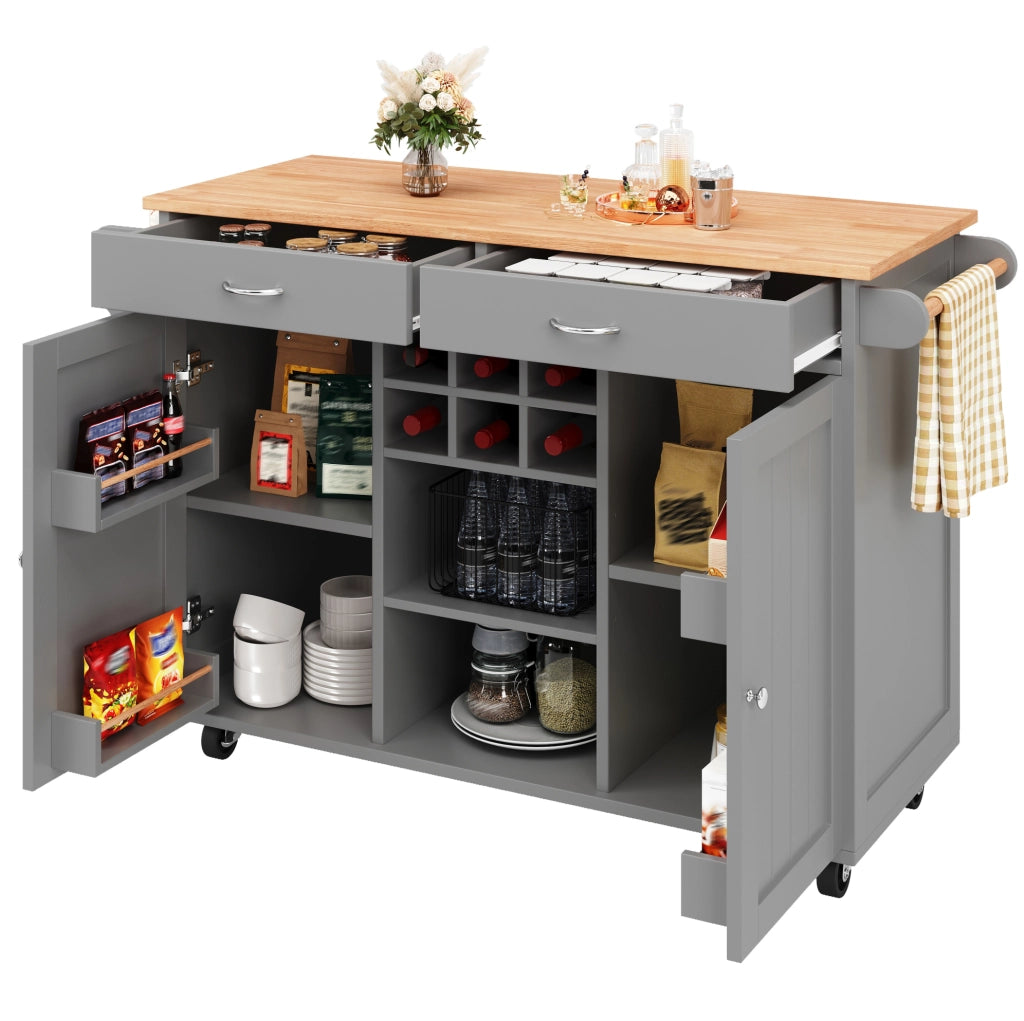 Carrello da cucina 102x45 cm; con ruote e ripiani regolabili; MDF; grigio