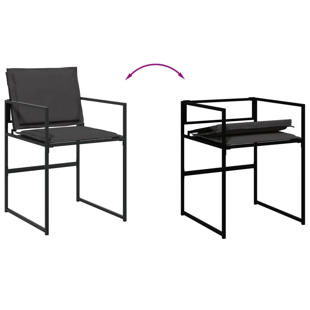 Set da Pranzo da Giardino 9 pz con Cuscini Nero in Textilene 3295083