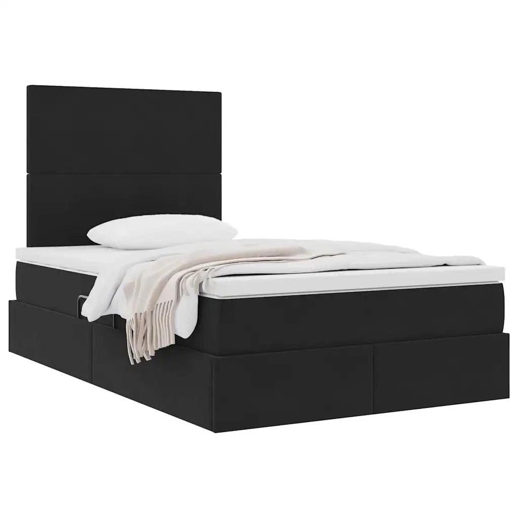 Letto con contenitore e materasso Nero 120 x 200 cm Velluto