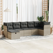 Set Divani da Giardino 7pz con Cuscini Grigio Chiaro Polyrattan 3325308