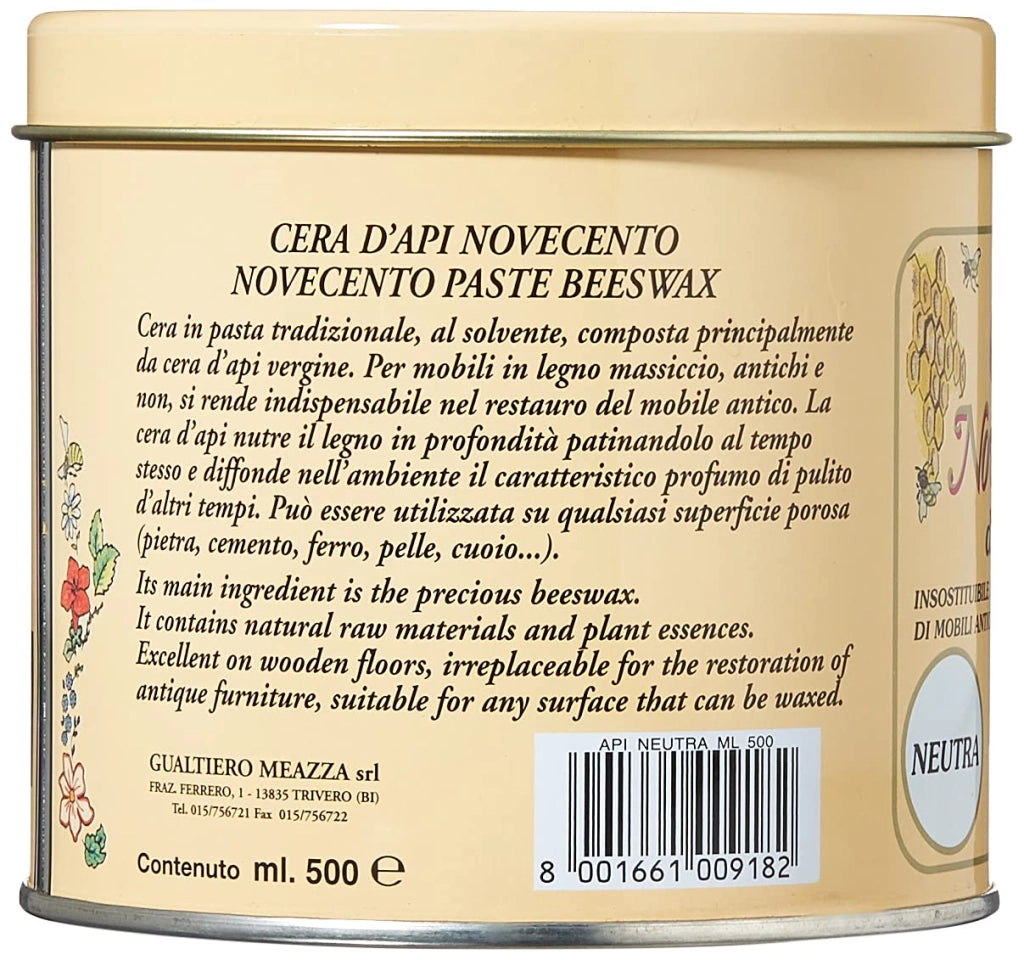 Cera D'Api in Pasta 500 ml Neutra Cera Novecento 2 Pezzi