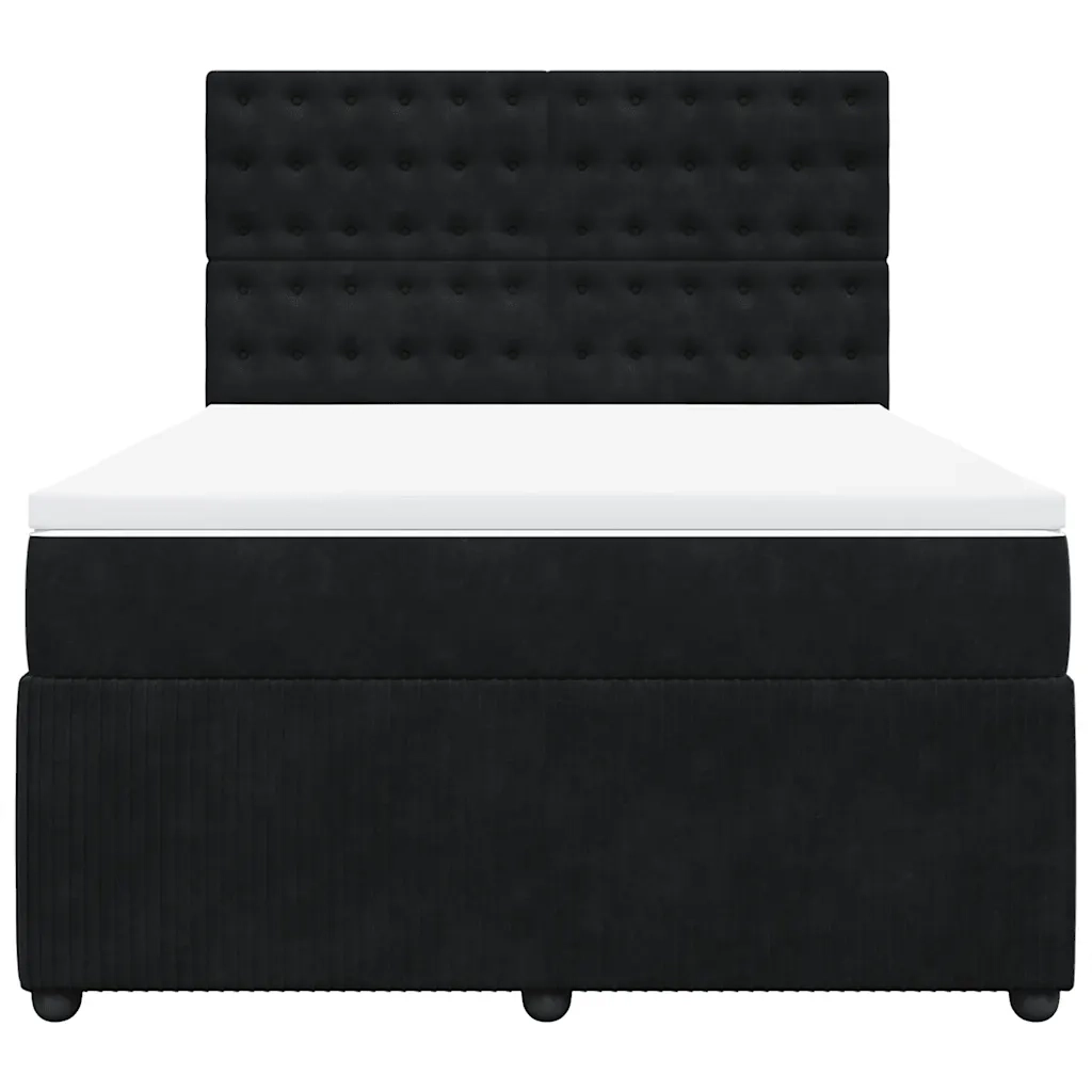 Giroletto a Molle con Materasso Nero 140x200 cm in Velluto 3294672
