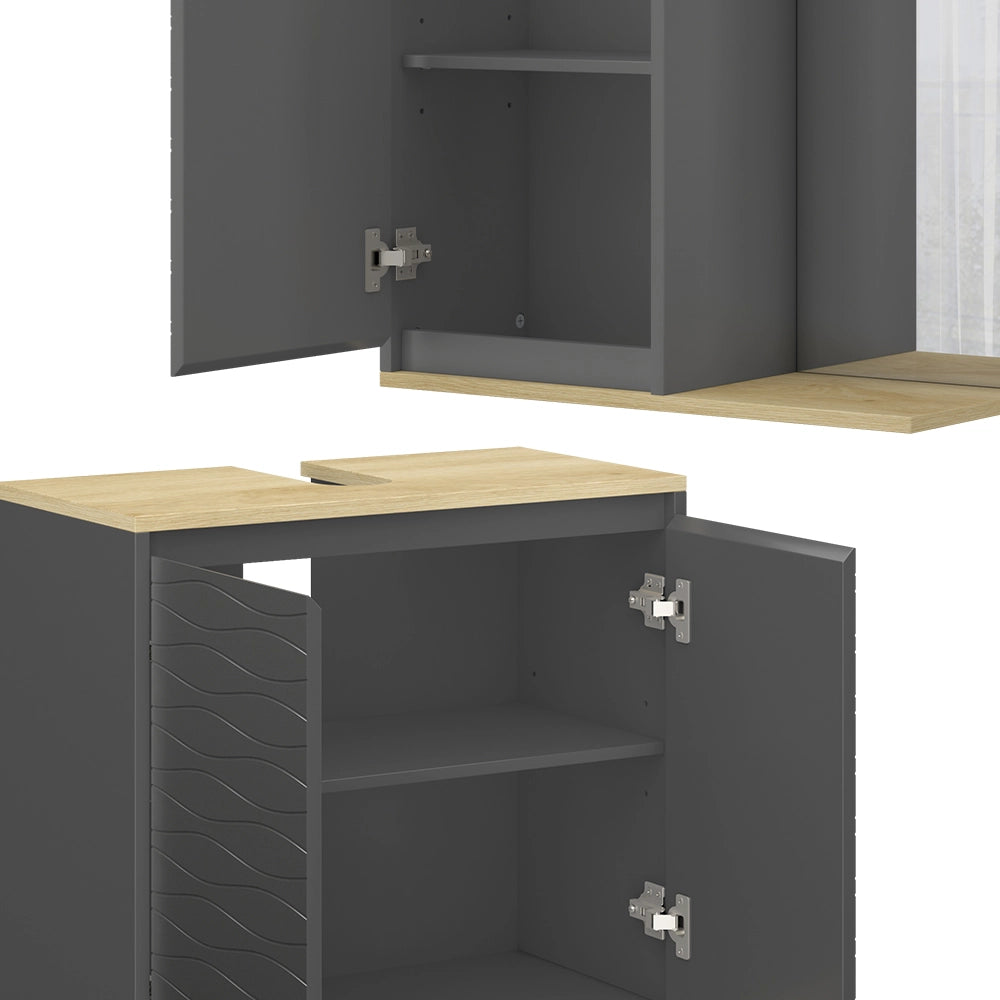 Vicco Set di mobili da bagno Antracite/quercia 6 parti