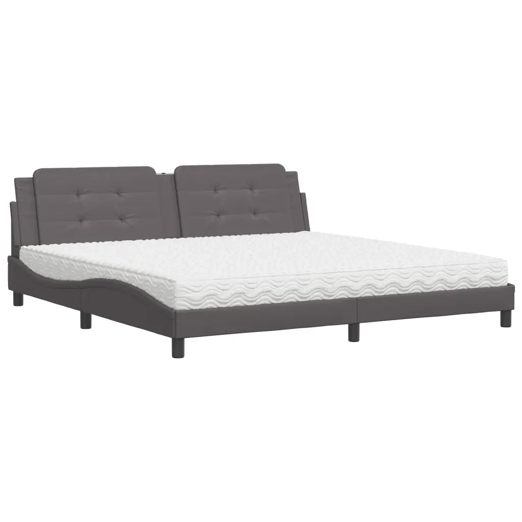 Letto con Materasso Zadar Grigio 200x200 cm in Similpelle