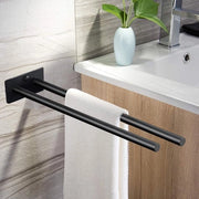 Sostegno asciugamani in acciaio inossidabile senza forature 304 Sostegno asciugamani doppio in acciaio inossidabile Maniglie per asciugamani per doccia e bagno Sostegno asciugamani a parete per cucina e bagno Maniglie per asciugamani per due braccia