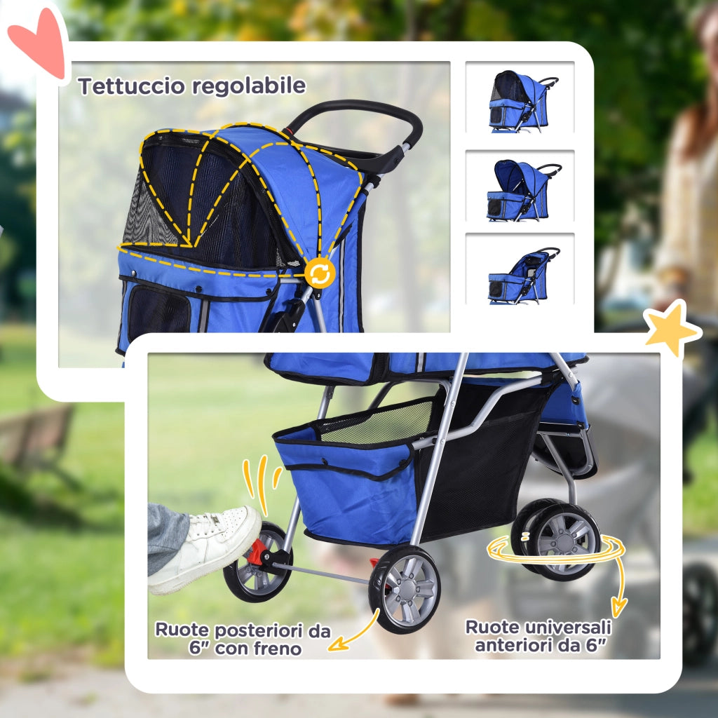 Carrozzina Pieghevole per Cani Piccoli ¨C Minimal ¨C Blu, 10 kg