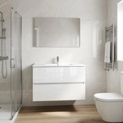 Composizione mobile bagno sospeso con cassetti cm 80 mod. DEARUM - Bianco Lucido