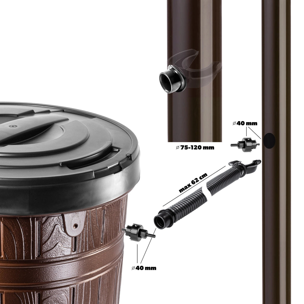 Serbatoio per acqua piovana KADAX da 265 litri con rubinetto e supporto.