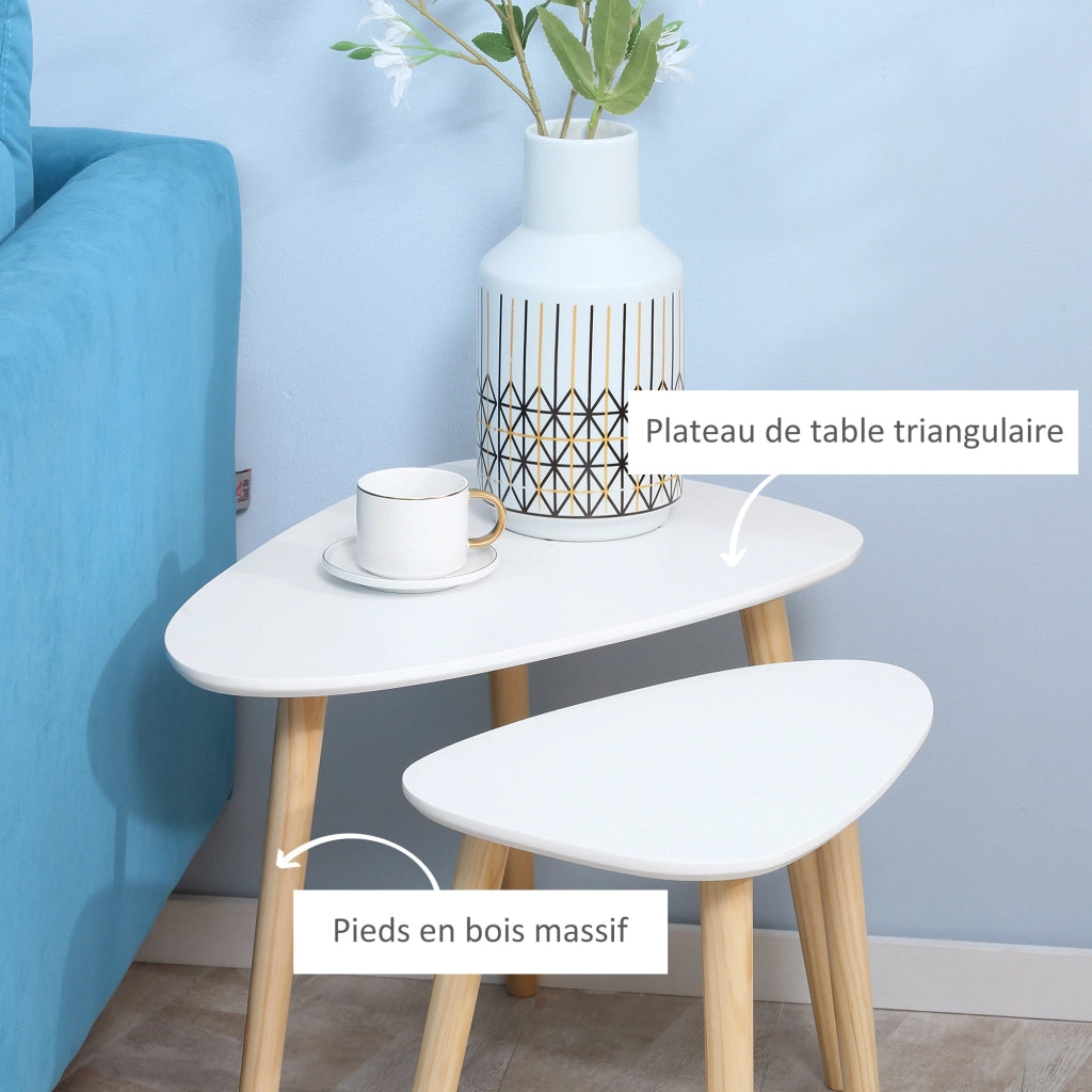 Tavolino da caff¨¨ nidificante design scandinavo ¨C zephmum ¨C bianco
