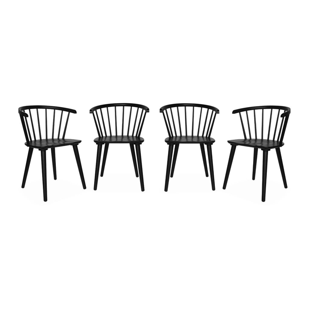 Set di 4 sedie in legno, nero