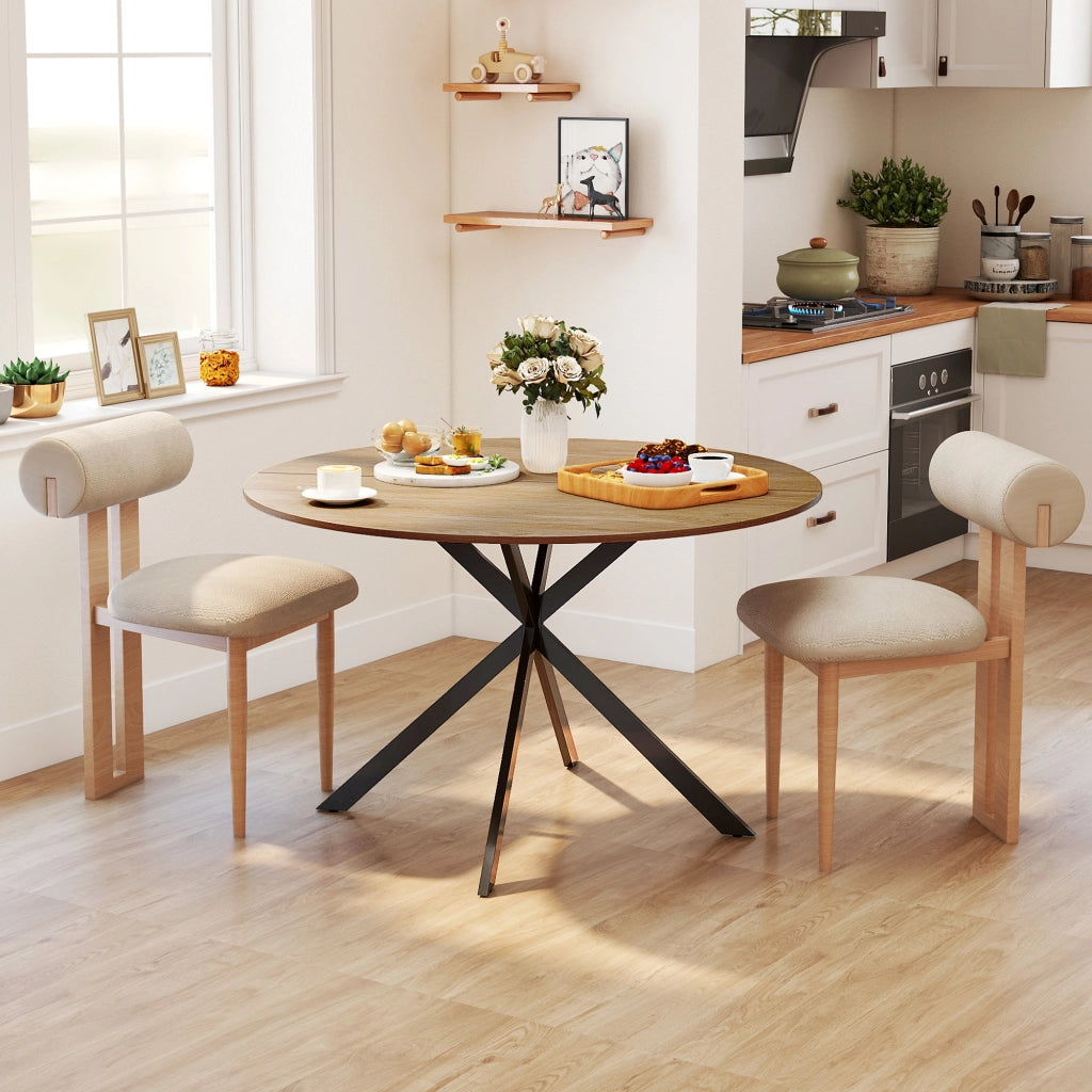 Tavolo da pranzo rotondo allungabile per 4 persone ¨C zephmum ¨C effetto legno quercia/acciaio antracite 120 cm