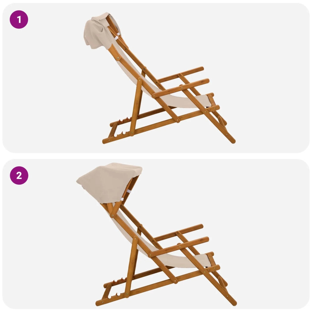 Lettino 3 Posizione Legno di Eucalipto Massello Beige 42024888