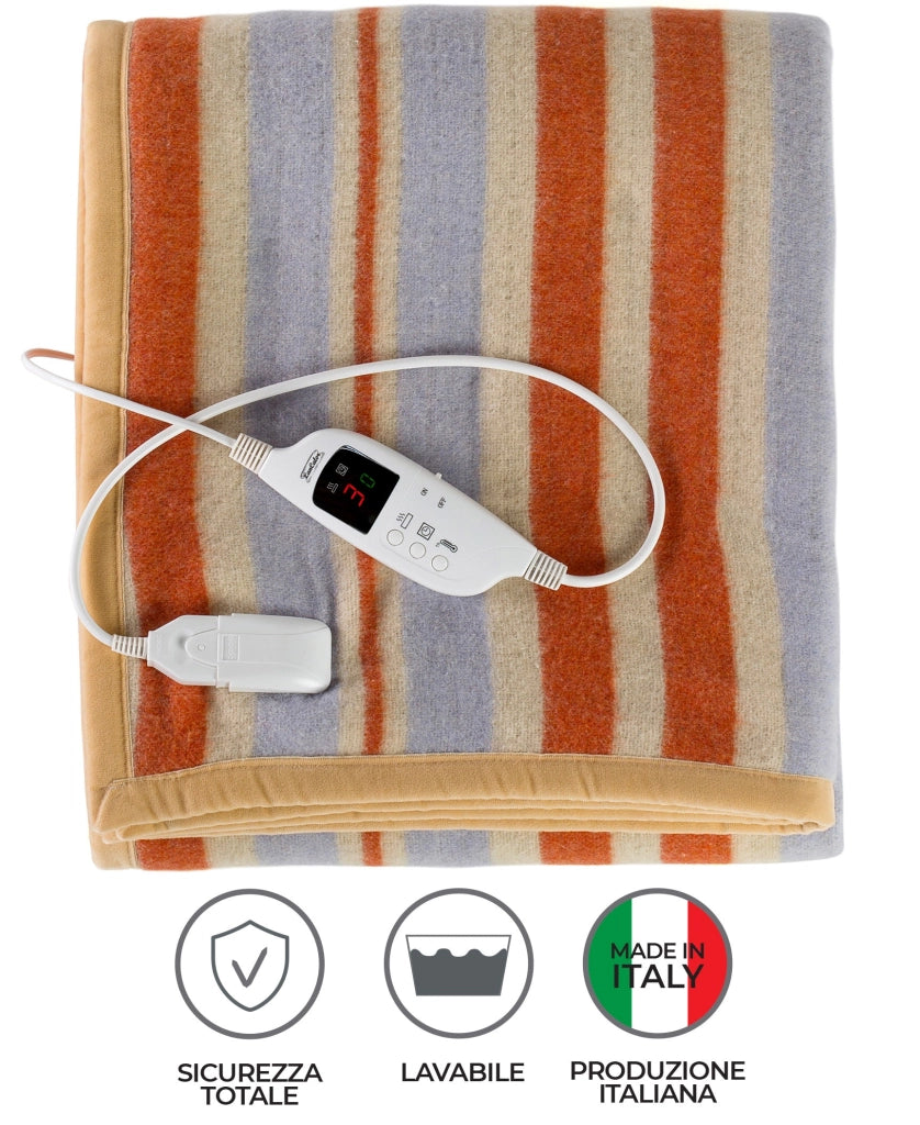 Coperta Elettrica Elettrocoperta Singola in Misto Lana Righe