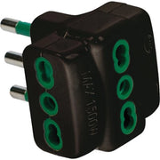 ADATTATORE TRIPLO 16A-16A GARANTI - NERO 2P+T- 10 pezzi