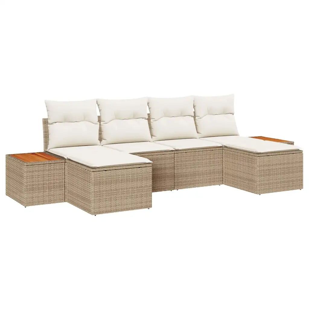 Set Divano da Giardino con cuscino 6 pcs Beige polyrattan 3348142