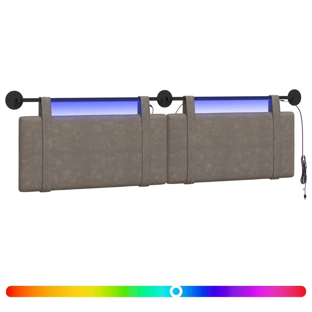 Testiera | Testata sospesa Con luce LED Grigio PU Antico