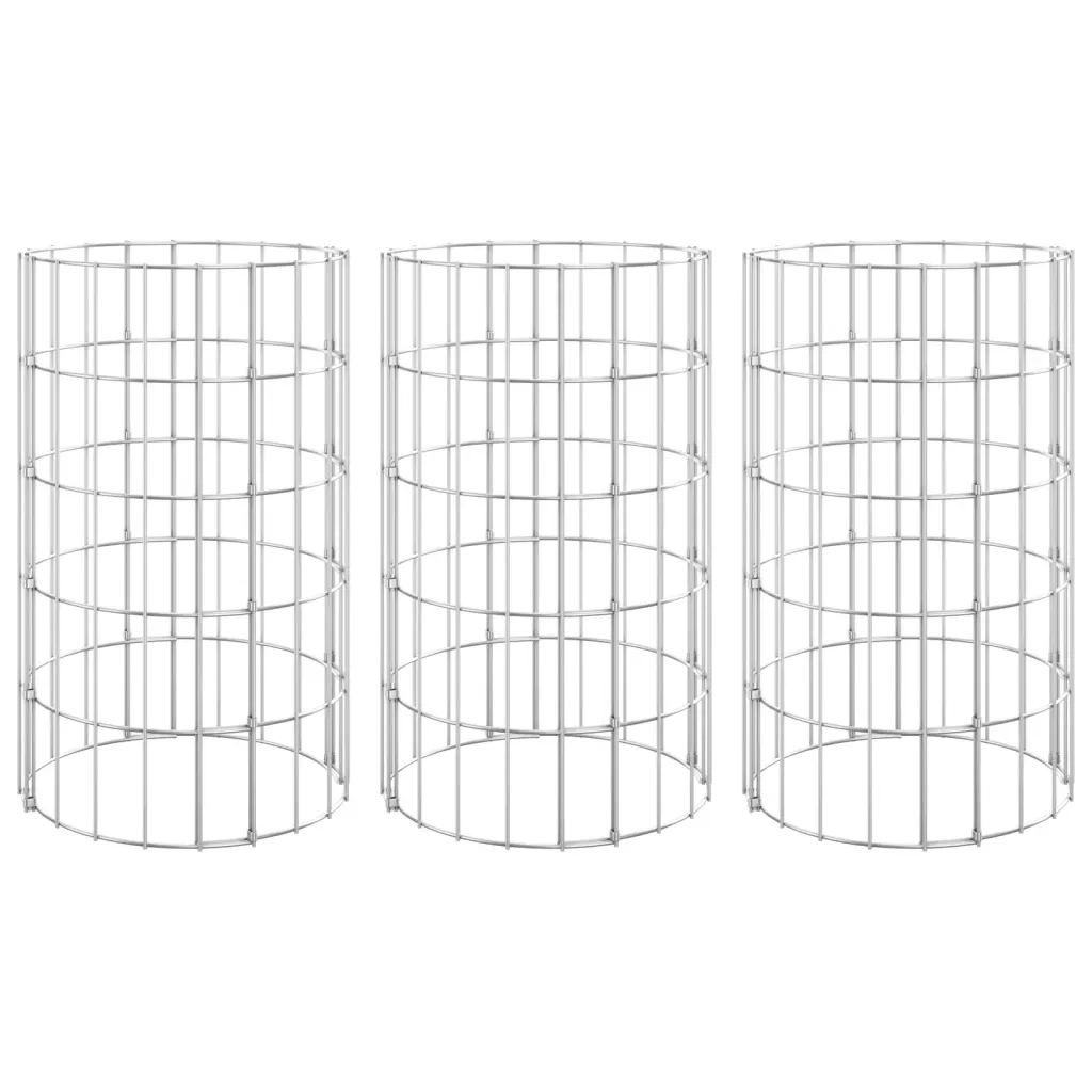 Fioriere Gabbione Circolare 3 pz in Acciaio Zincato Ã˜30x50 cm
