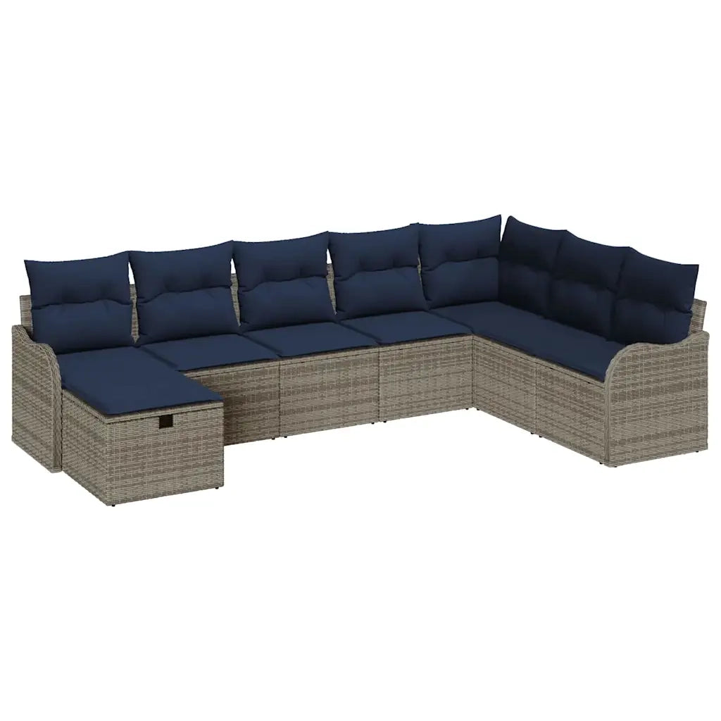 Set di divani con cuscino Grigio e Blu Navy polyrattan 3359034