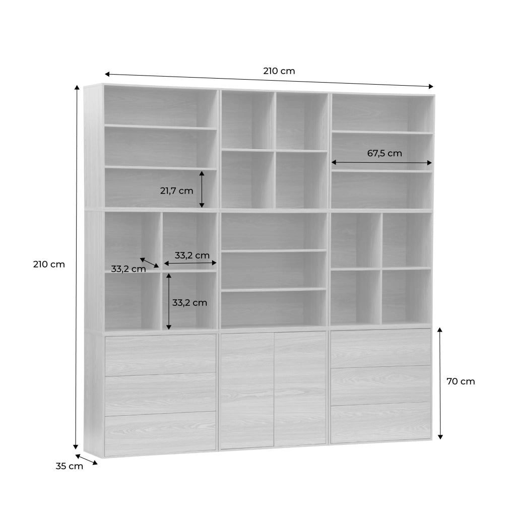 Libreria modulare decorativa in legno con 9 elementi, bianco