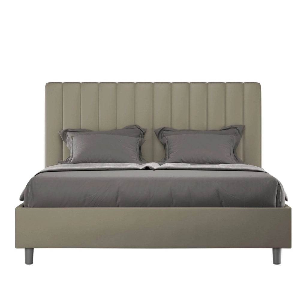 ityhome Letto matrimoniale king size con rete imbottito 170x190 similpelle cappuccino Agueda