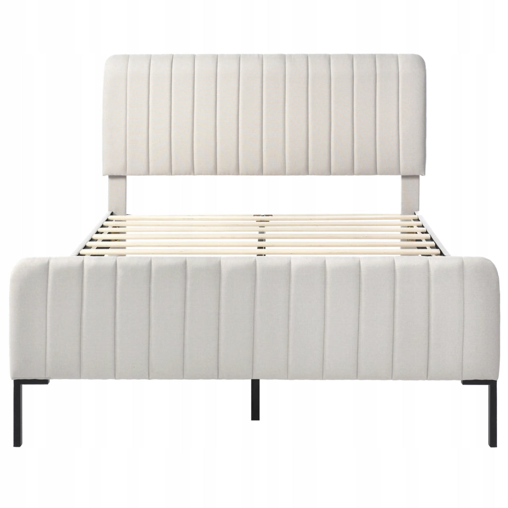 Letto imbottito matrimoniale - Xylo - 160x200 - Grigio-beige - Schienale regolabile