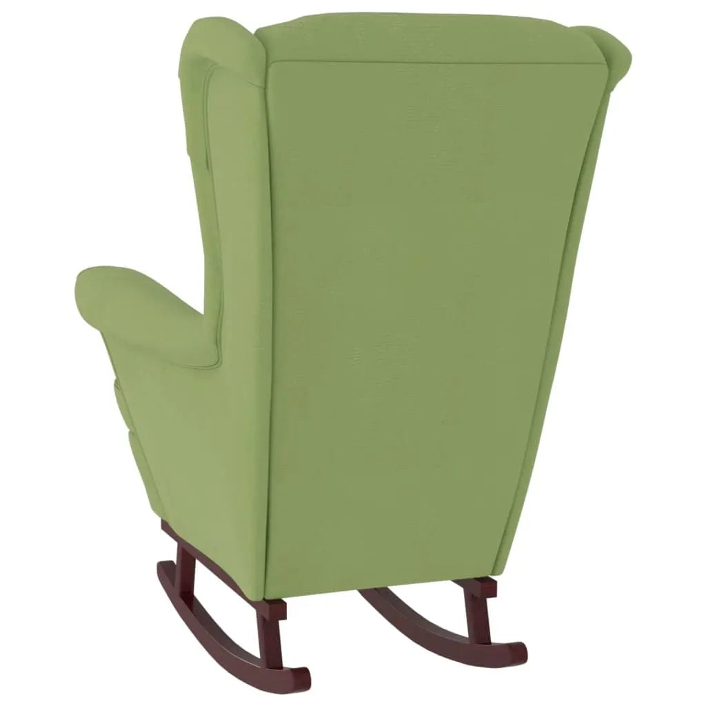 Sedia a dondolo con schienale alto in velluto verde chiaro