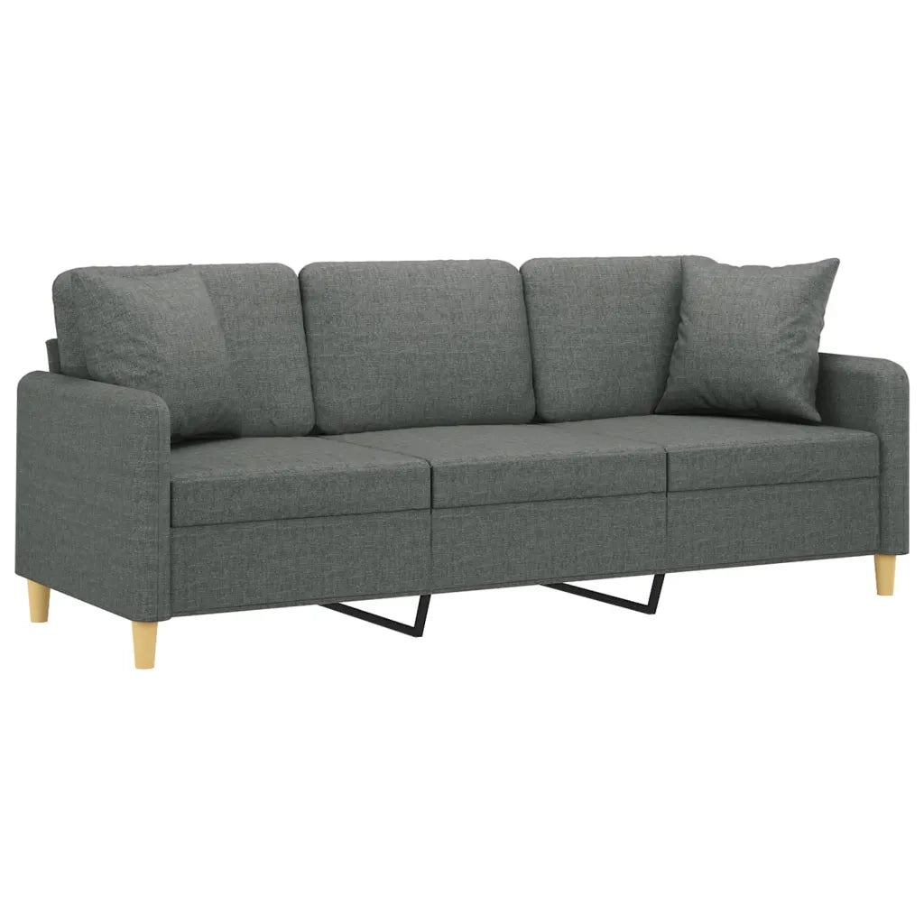 Divano a 3 Posti con Cuscini-Sofa 3 Posti con Cuscini Grigio Scuro 180 cm in Tessuto 863617