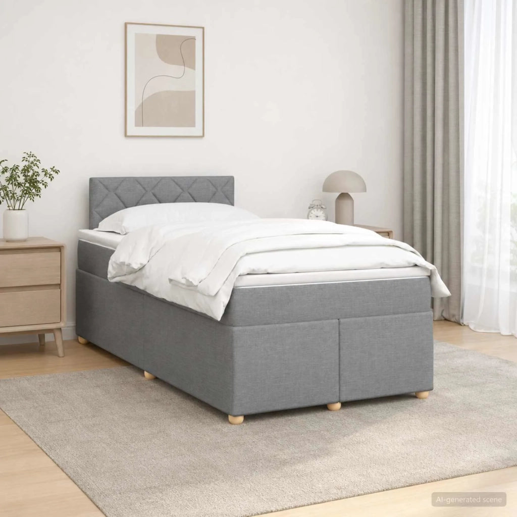Letto box spring con materasso Grigio Chiaro 120 x 190 cm 3452380