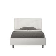 BS COM Letto una piazza e mezza senza rete imbottito 120x190 similpelle bianco