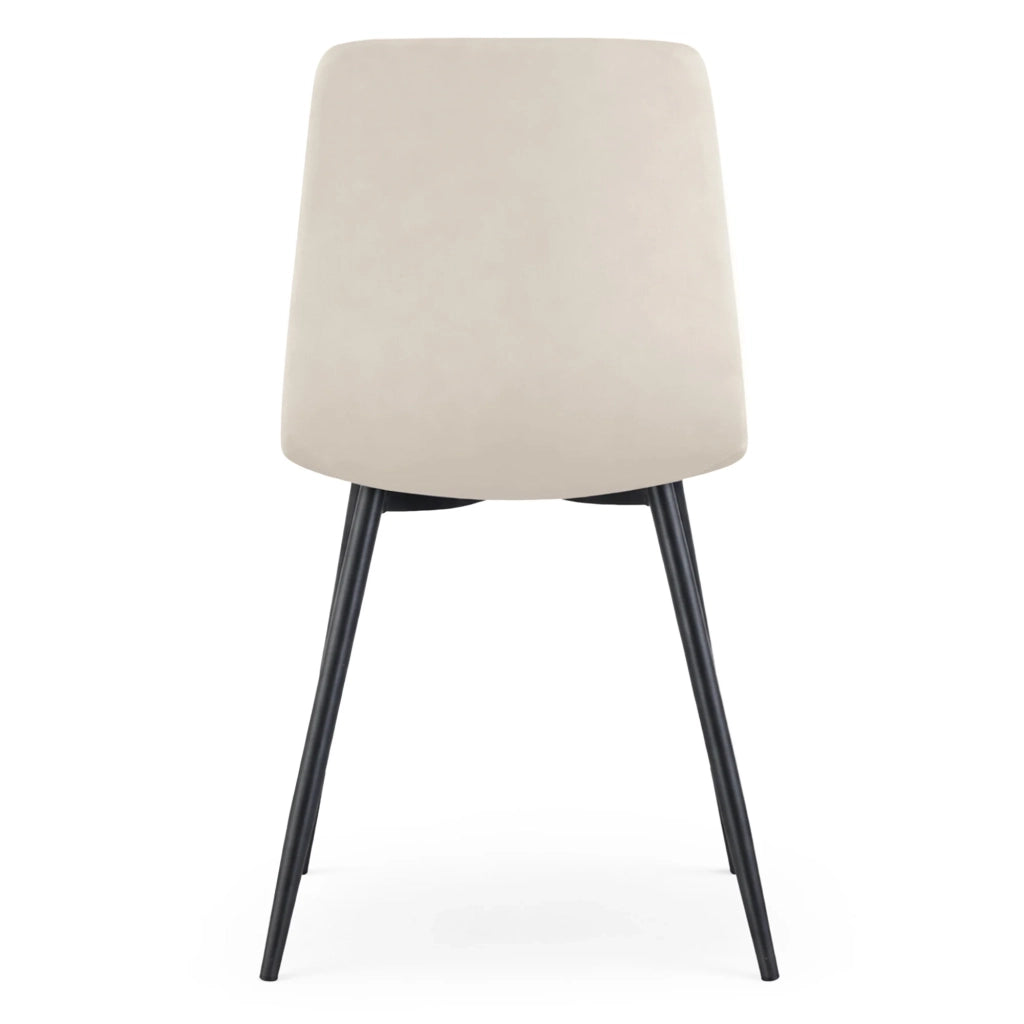 Set di 8 Sedie in velluto trapuntate MILO Beige gambe nere