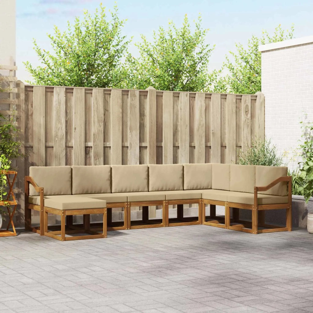 Set di divani da esterno con cuscino 8 pcs Naturale e Beige 3366831