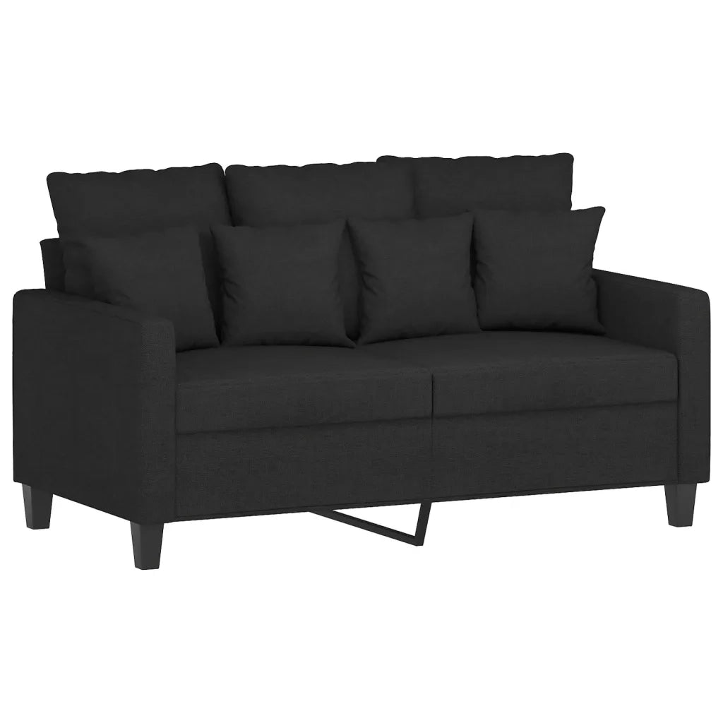 Set di Divani 3 pz con Cuscini Nero in Tessuto
