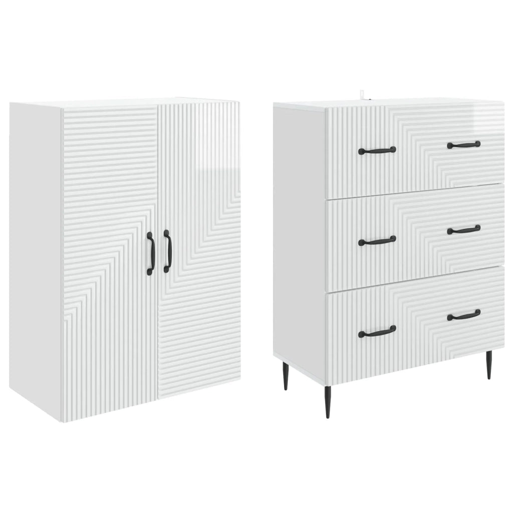 Set di armadi 2 pcs Bianco Lucido 66 x 34,5 x 90 cm 3416641