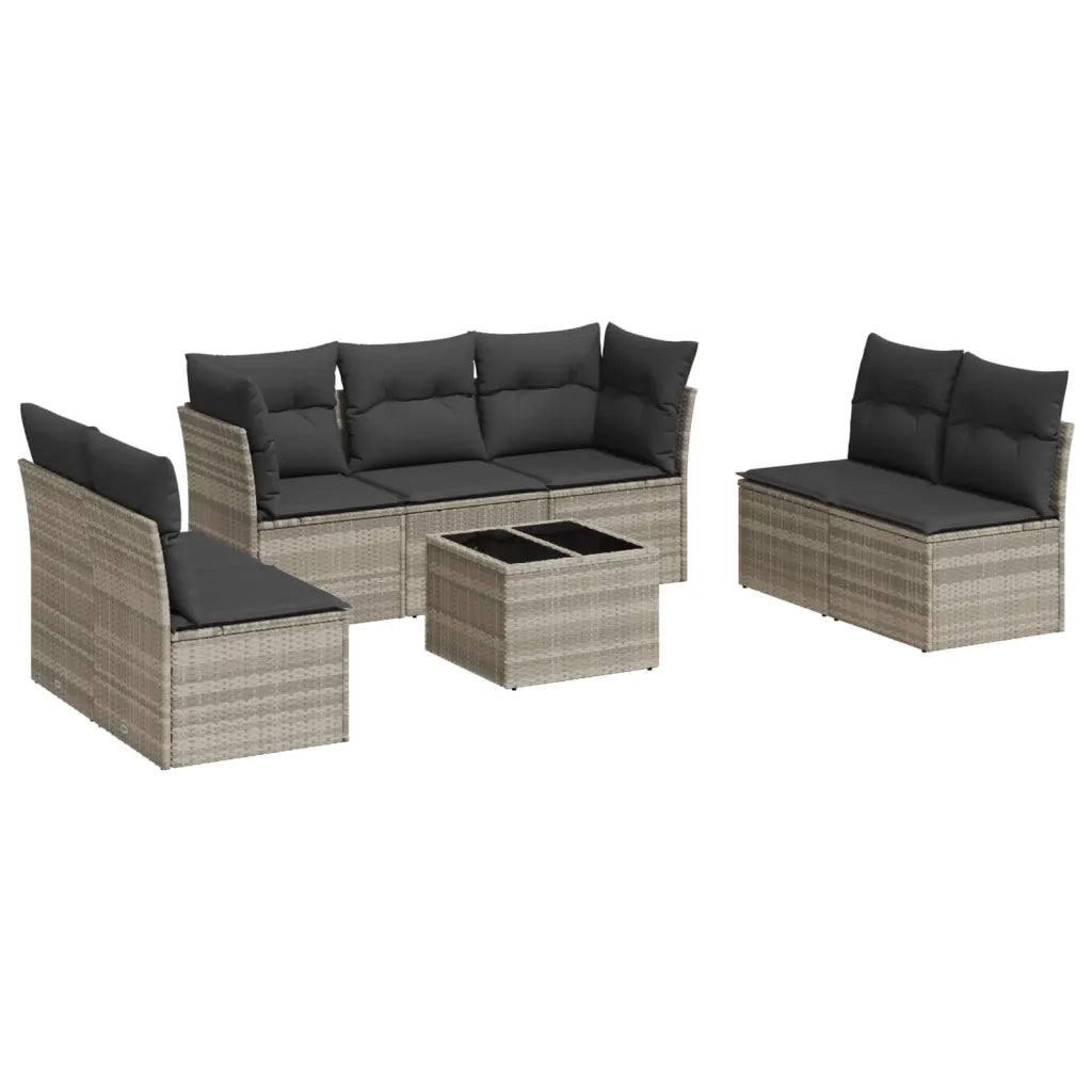 Set Divano da Giardino 8pz con Cuscini Grigio Chiaro Polyrattan 3249261