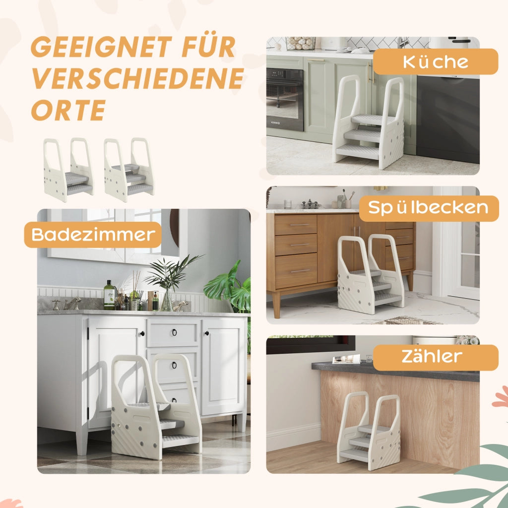 Scalino Bambini ¨C zephmum ¨C Grigio, Plastica, Regolabile 2-3 Gradini